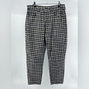 American Eagle Navy Tan Plaid Ankle Pants, Women's 12 Short